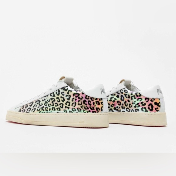NWB P448 Jack Leopard Print Hologram Low Top Sneakers - Picture 6 of 14